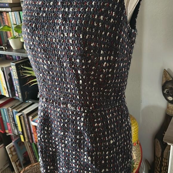 Per Se By Carlisle Size 6 Navy Blue & Red Tweed Dress - Picture 6 of 8